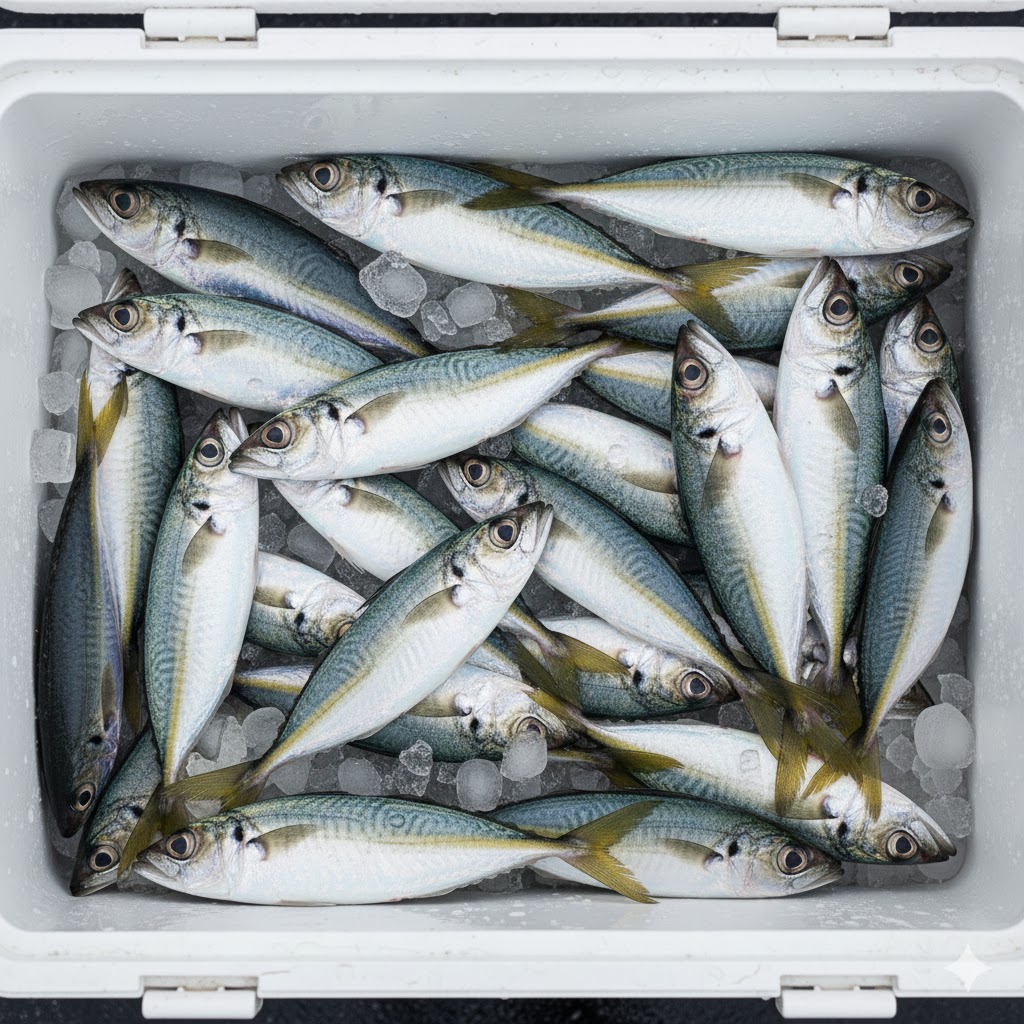 クーラーボックスいっぱいのアジ・サバ